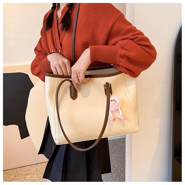 Faux Leather Tote Bag for Women Large Capacity Shoulder Handbag