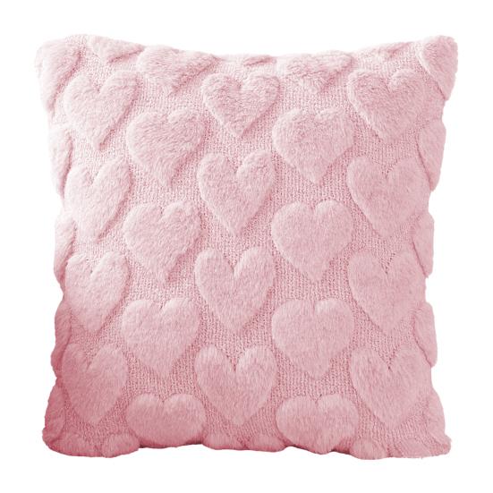 Capa de Almofada Dia dos Namorados Coração de Pelúcia Capa de Almofada Decorativa com Zíper Oculto para Sofá Quarto Sala de Estar