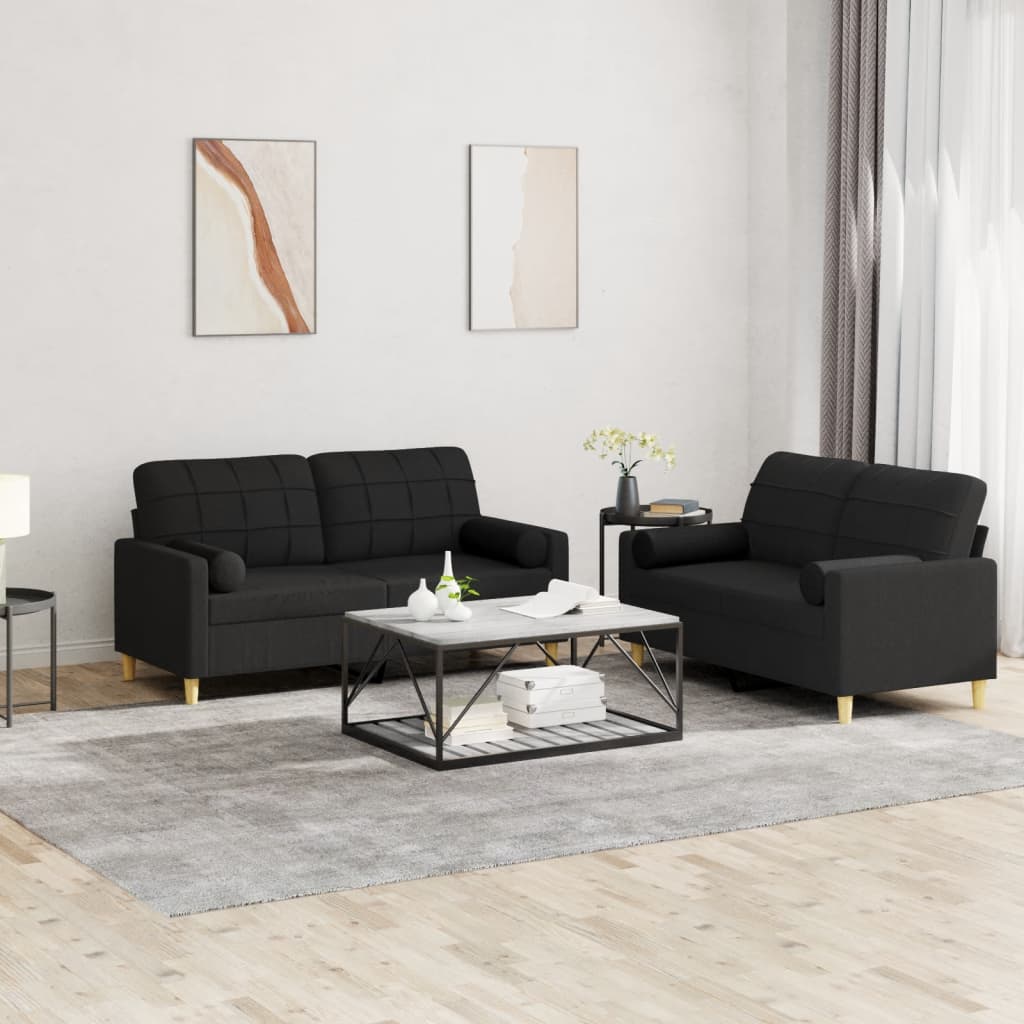 Vidaxl 2-Cz. Relaxation Set With Cushions, Black, Fabric