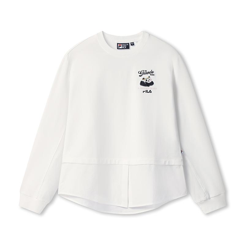 

Fila Наследие Милая вышивка панды Мода Простой Повседневный Универсальный Удобный Вязаный пуловер Свитшот с круглым вырезом Женский свитшот F11W538202F-WT M