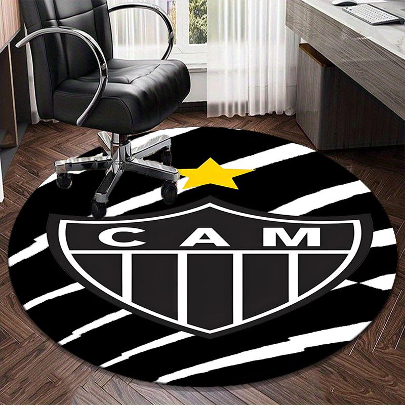 1PC round rug Black And White Stripes With Shield Printed Round Area Rug ,Rug For Home Office, Round Chair Rug,Carpet Fan gifts Christmas gift