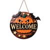 Halloween Wooden Pumpkin Welcome Sign for Front Door, Porch and Outdoor Wall Hanging Decor
