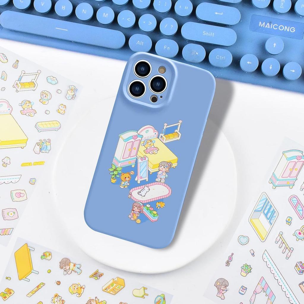 Set of 6 3D House Scene Stickers DIY Miniature House Craft Kit for Kids and Perfect for Killing Time (with tweezers) - Adults, (Style 3)