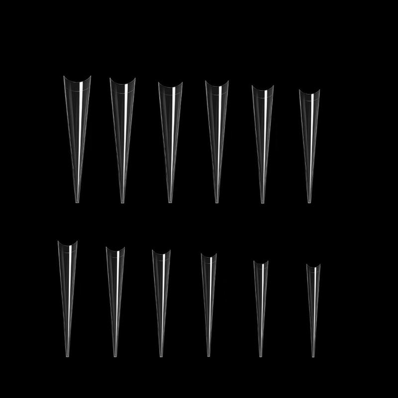 300/500pcs Stiletto Nail Tips Acrylic-Nails Long False Nails Clear/Natural Fake-Nails Half Coverage False Nail Tips