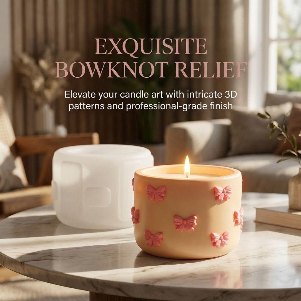 Bow Pattern Aromatherapy Cup Mold Non-Stick Plaster Storage Box Mold  Home Decoration