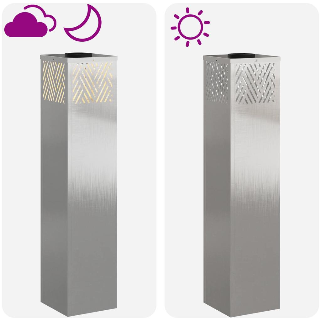 Solar LED Path Light 2 Pcs Silver Stainless Steel