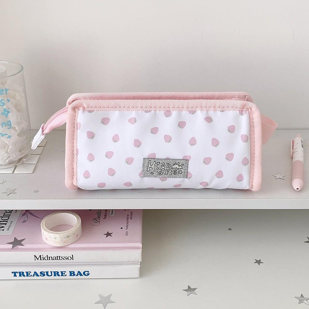 Large Capacity Pen Bag Transparent Window Pencil Pouch Portable Stationery Bag Students