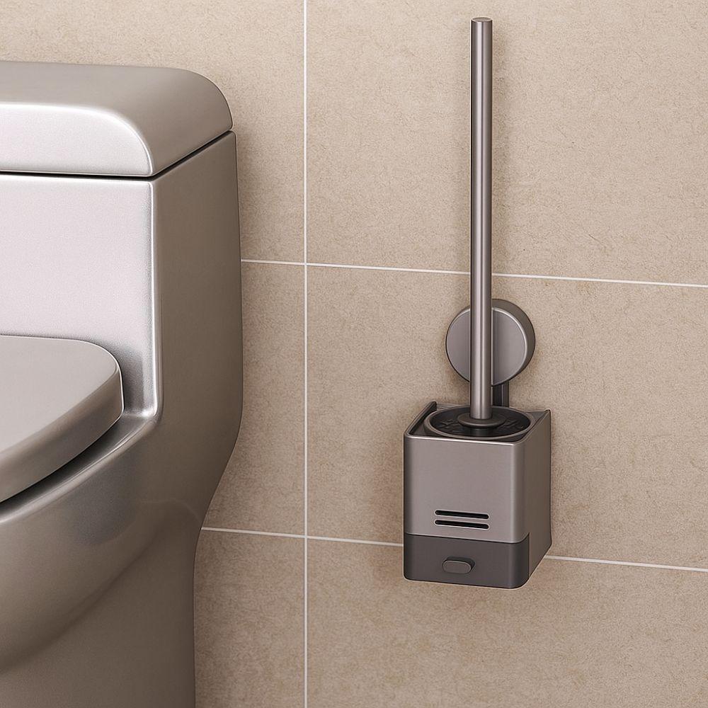 with Container Toilet Brush Storage Rack Aluminum Wall Mounted Toilet Brush Home Cleaning