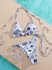 2026 European & American Sexy Double-Layer Bikini with Metal Ornaments – Printed Two-Piece Beach Swimsuit
