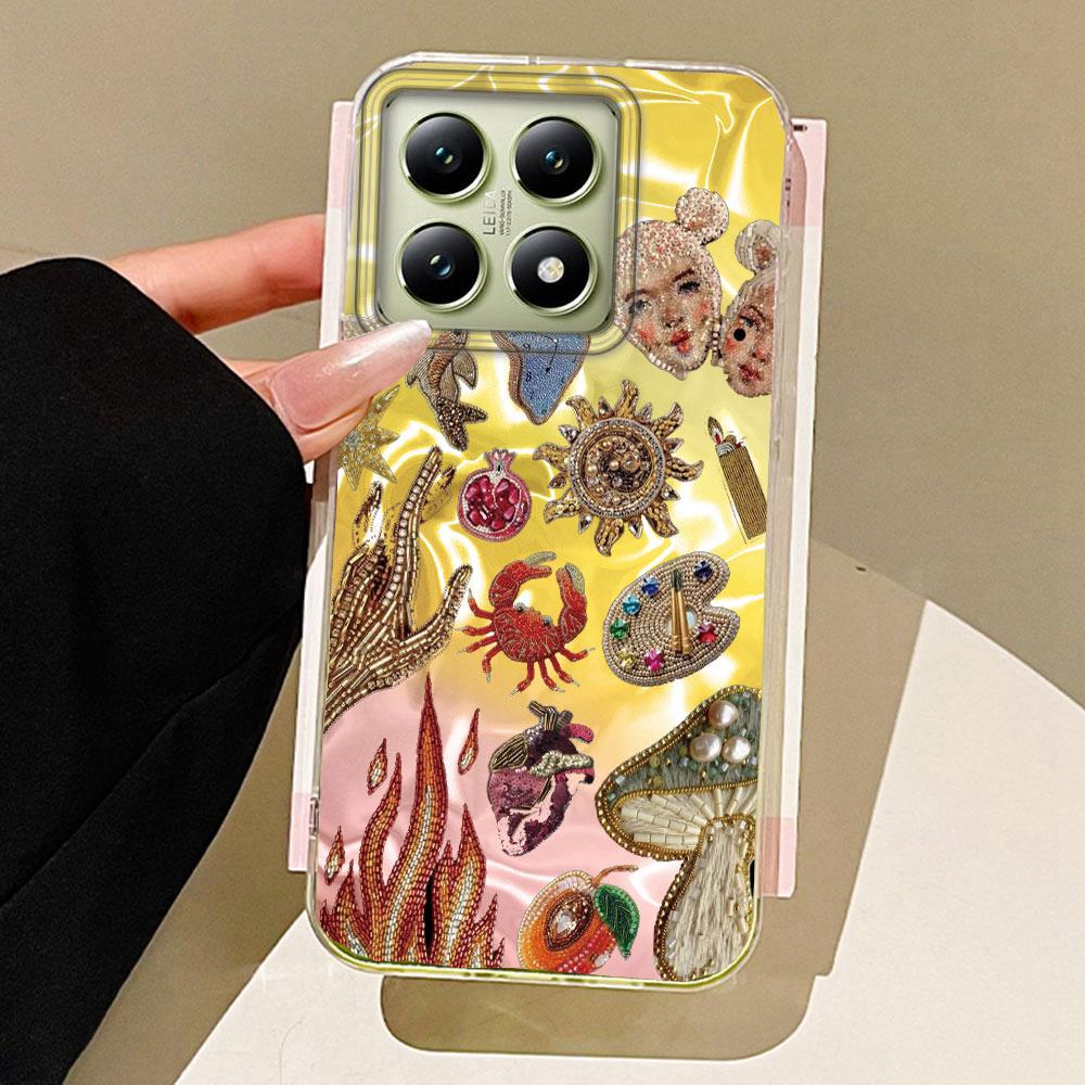 Фиолетовое лицо Солнце Звезды Женщины Девушки Ретро Стиль Водная Текстура Чехол для Телефона для Xiaomi Mi 13T 14T Pro 11 Lite NE 5G Силиконовый Чехол