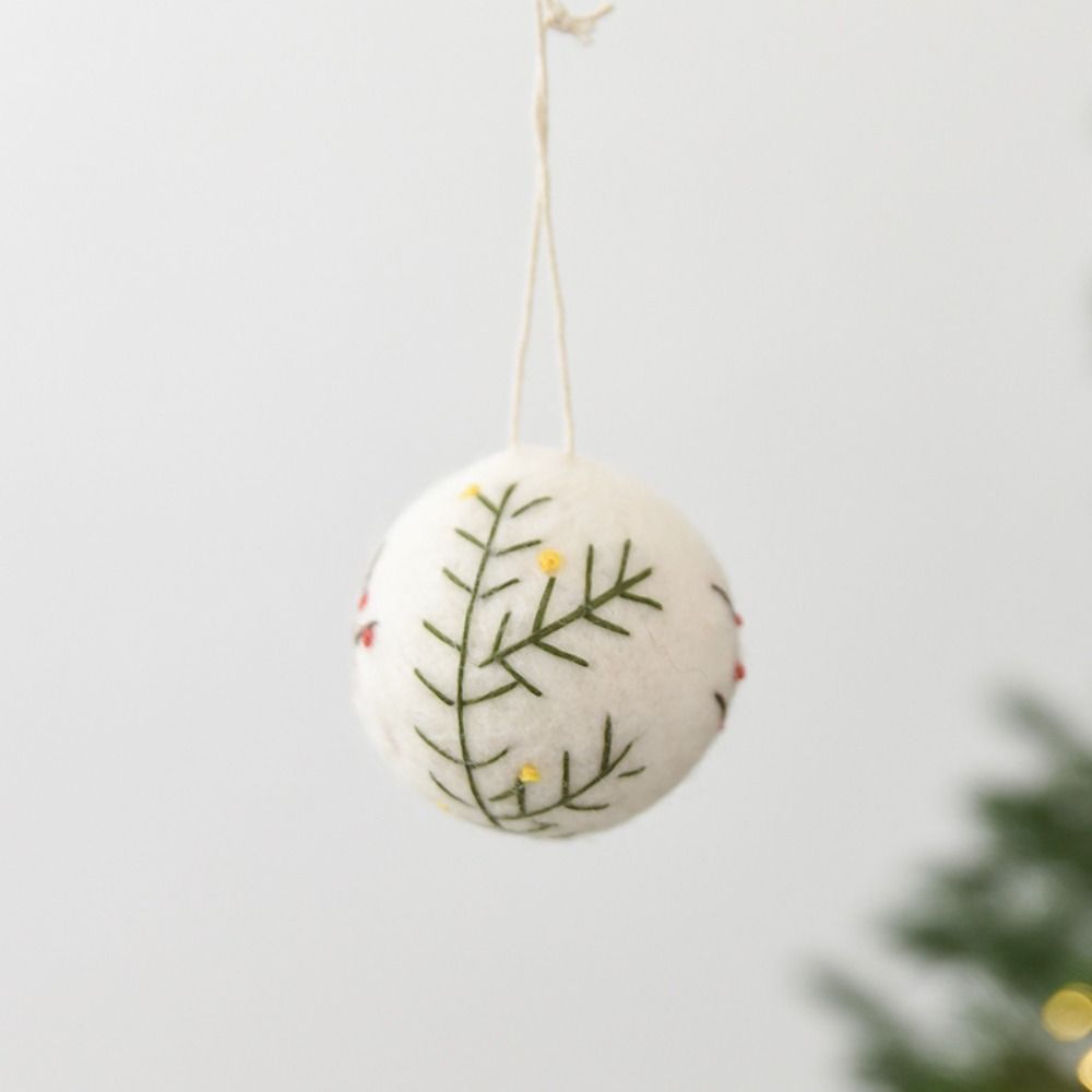 Wool Felt Xmas Tree Hanging Decor Snowflake Shape Christmas Decorative Felt Balls Wreath Garland
