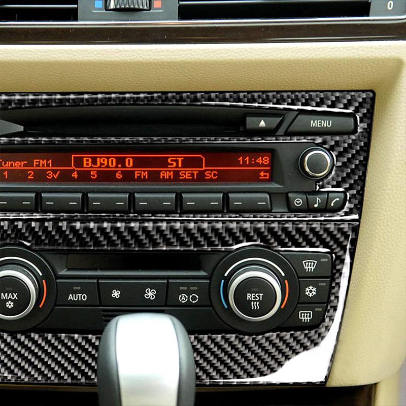 Pentru BMW E90 E92 E93 Seria 3 2005-2012 2 buc. Accesorii interioare Fibră de carbon reală Consolă centrală auto CD AC Capac panou