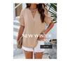 2026 Spring/Summer Women's V-neck Short-sleeved Casual Top - Elegant European and American Style