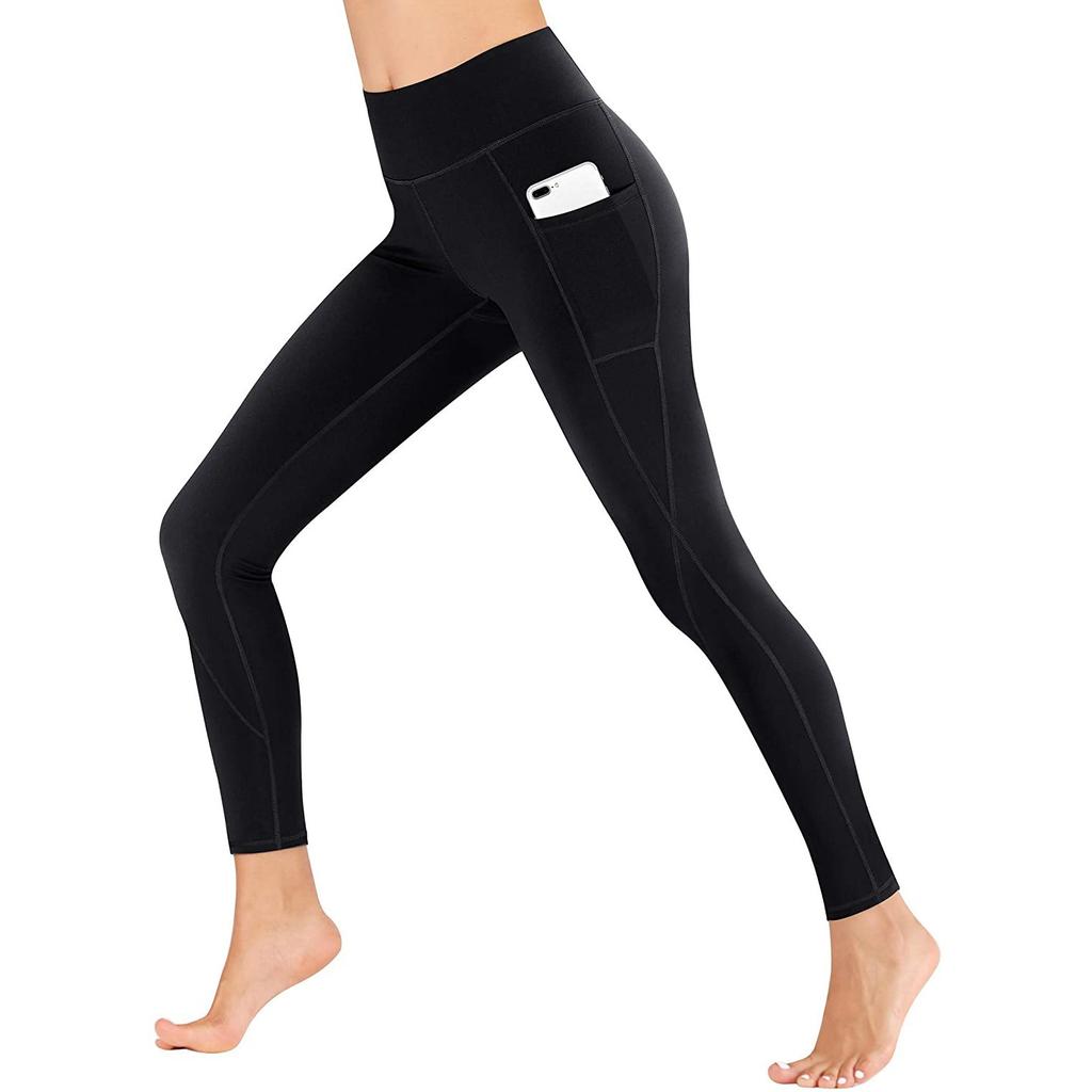 Women's High Waist Skinny Fit Nine Quarter Yoga Pants Side Pocket Sports Leggings