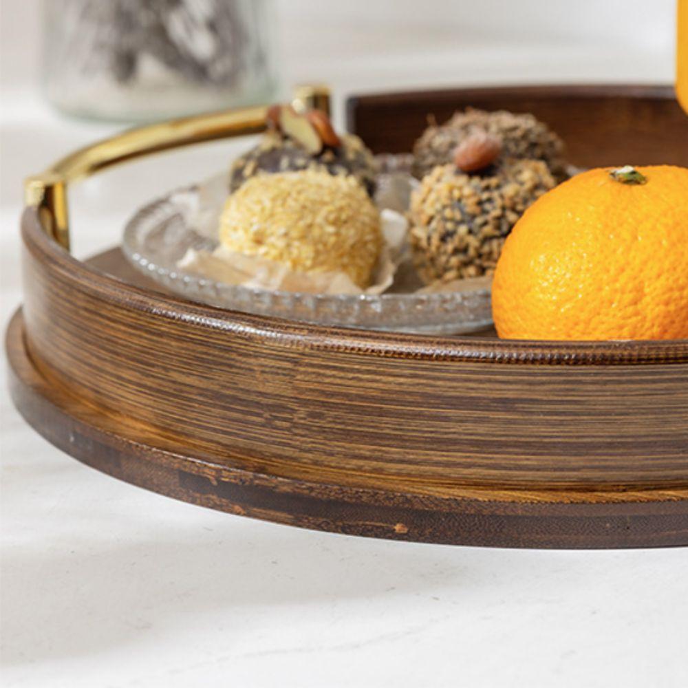 Simple Style Fruit Tray Round Food Plate Practical Light Luxury Tea Set Tray Afternoon Tea