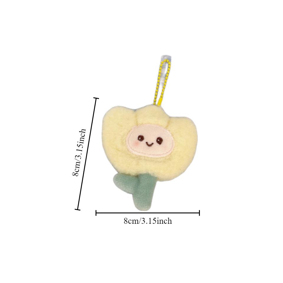 Porte-clés Peluche Kawaii Dessin Animé Tulipe Douce Poupée Fleur Roulée Décoration Pendentif Sac Porte-clés Voiture Accessoires Porte-clés Cadeaux Fille