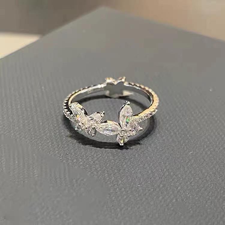 New Light Green Butterfly Sparkly Open Adjustable Ring All-match Ring Ring for Women Jewelry Resin Ring