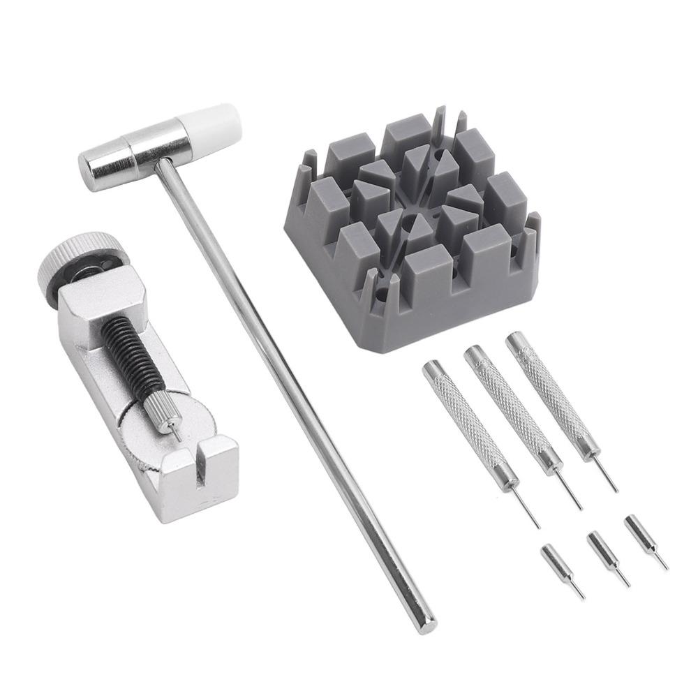 9Pcs Silver Watch Movement Holder Stand Mini Hammer & Punch Pin Set  Watch Link Pin Removal