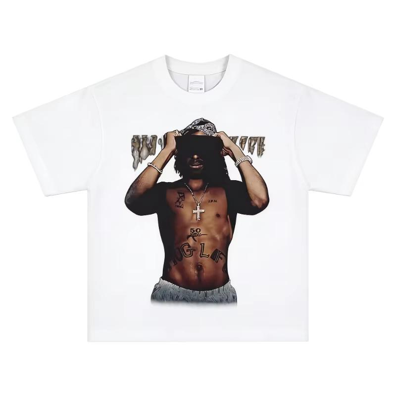 50 Cent Curtis Jackson TShirt Classic Rap Graphic Print Pure Cotton Crew Neck Casual Street Fashion Tops for All Seasons