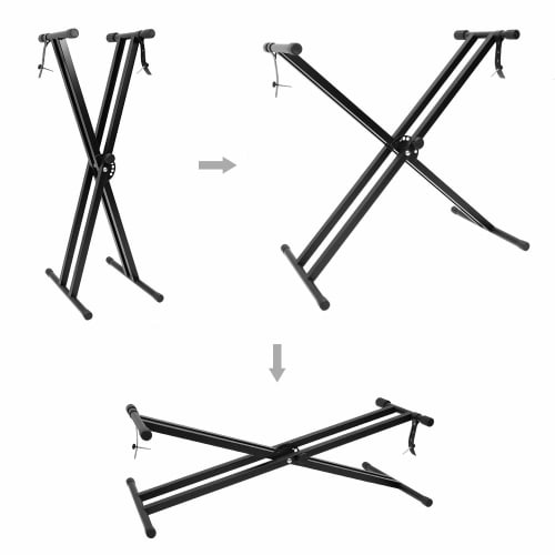 X-Shaped Keyboard Stand, Electronic Piano Stand, Keyboard Stand, Keyboard Stand for Synthesizers, Double Frame X-Shaped, Double Legs, Stabilizes Instr