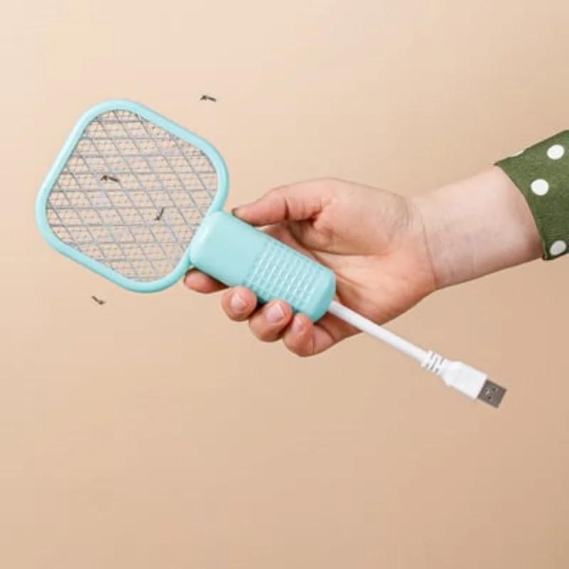 USB Mini Electric Mosquito Swatter UV Light Fly Bug Zapper Insect Racket Rechargeable Summer Fly Swatters Trap For Home Outdoor
