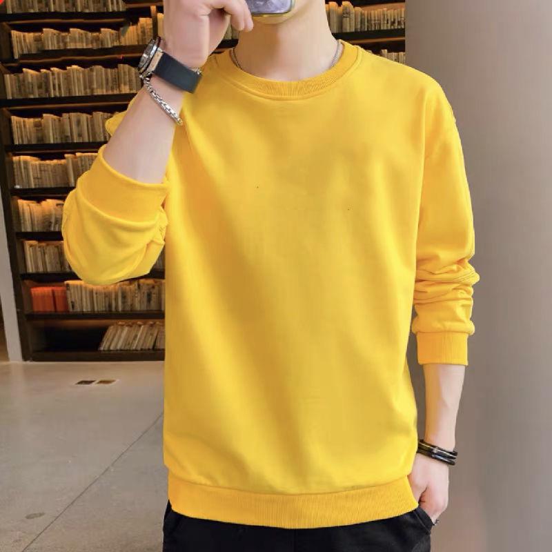 Men's Korean-Style Casual Printed Sweatshirt - Round Neck, Loose Fit, Versatile for Spring and Autumn