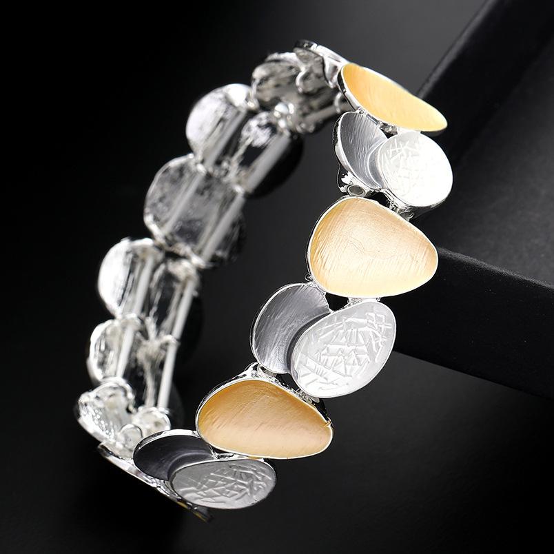 Color Painting Oil Geometric Oval Elastic Bracelet, Fashionable and High-end Women's Versatile Alloy Bracelet