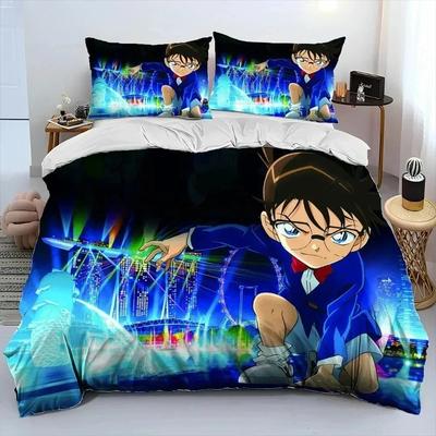 Anime Detective Conan Cartoon Bedding Set Boys Girls Twin Queen King Size Duvet Cover Pillowcase Bed Boys Adult Bedroom