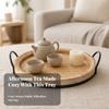 Serving Tray with Woven Inset Elegant Round Handles