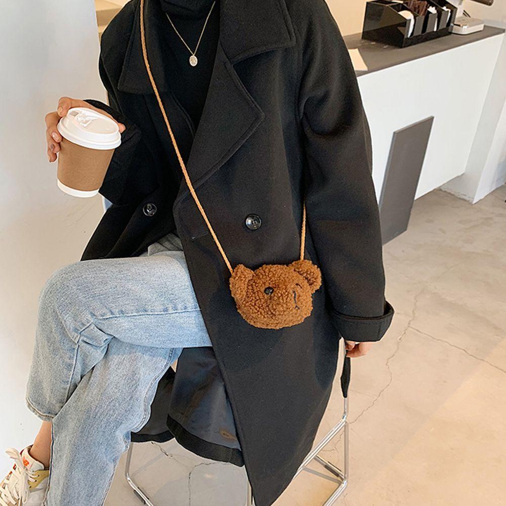 Bags Cartoons Animals Handbag Earphone Organizer Diagonal Women Bag  Purses Smile Bear  Bag  Bear Shoulder Bag