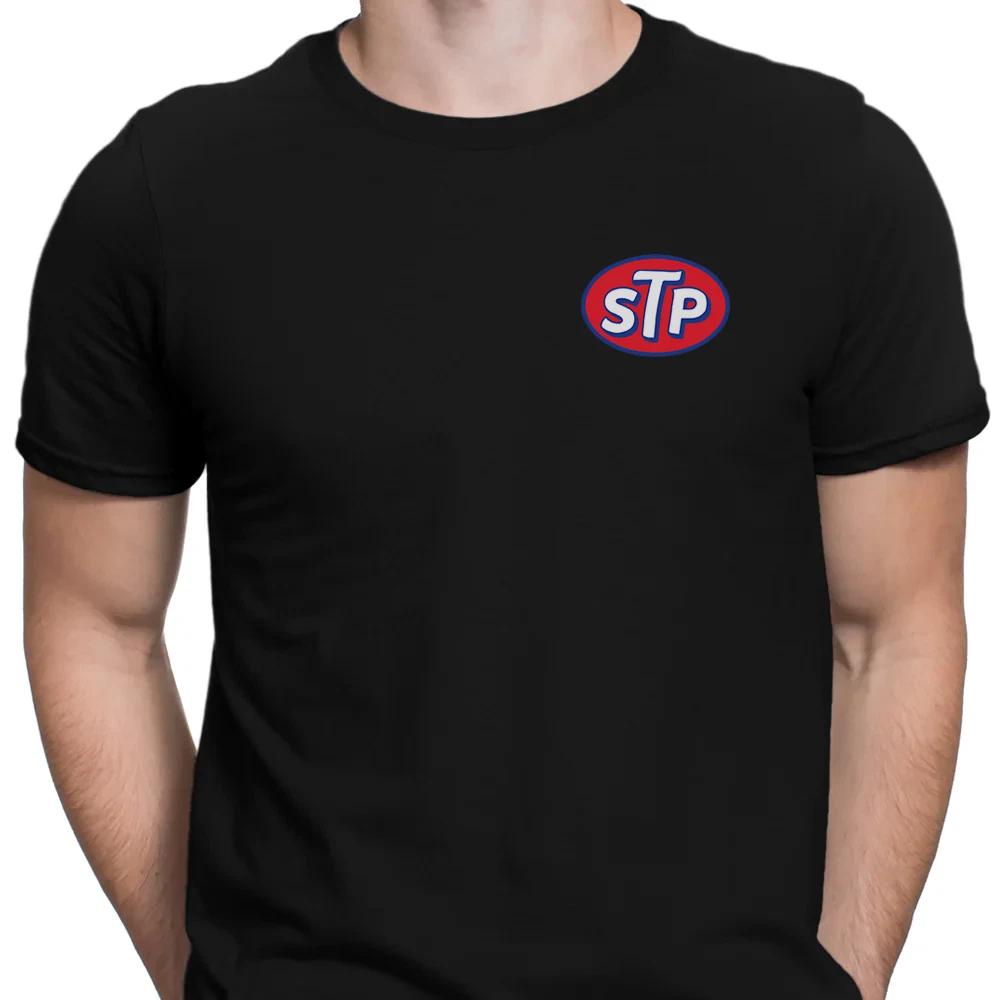 STP Motor Oil Logo T-Shirt Black Cotton Tee Racing Style Fan Gift XS