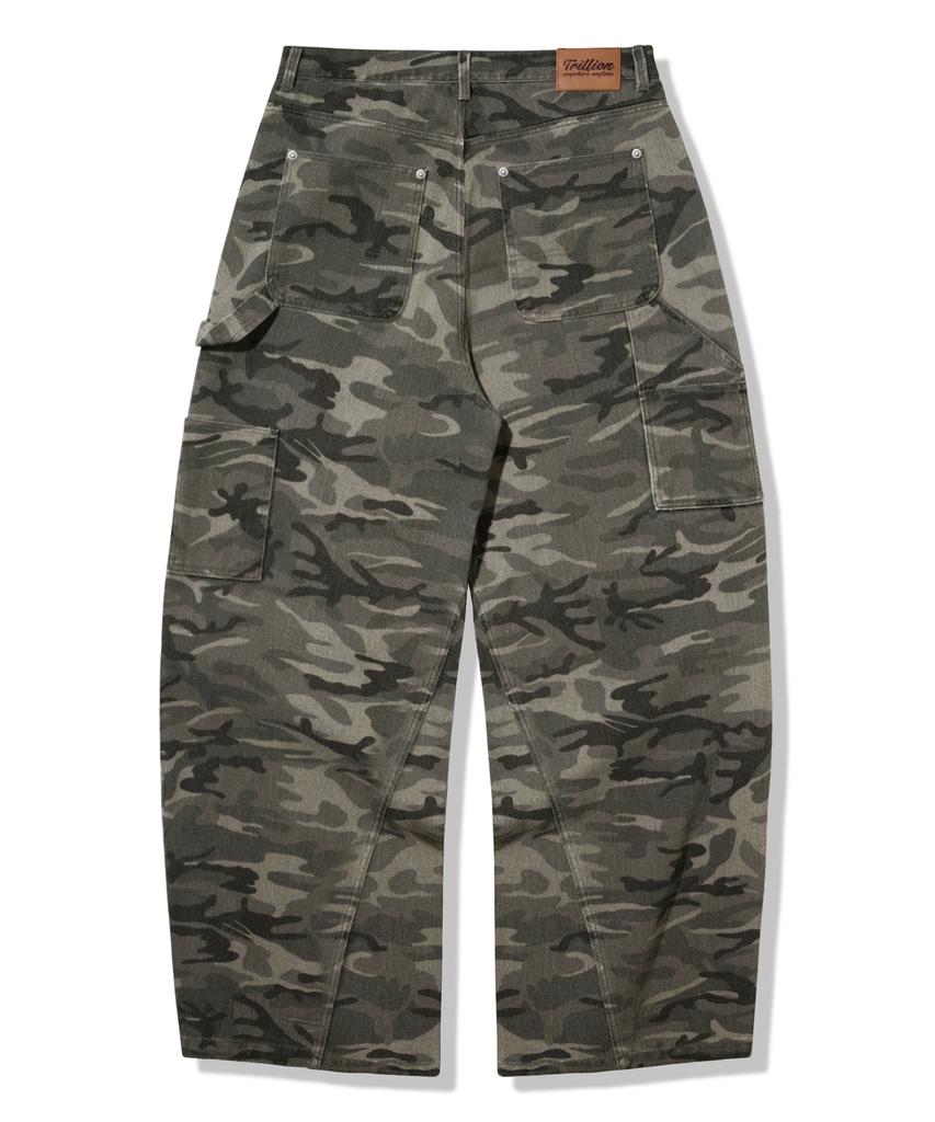 TRILLION Camo Wide Curved Cotton Pants_Light Khaki