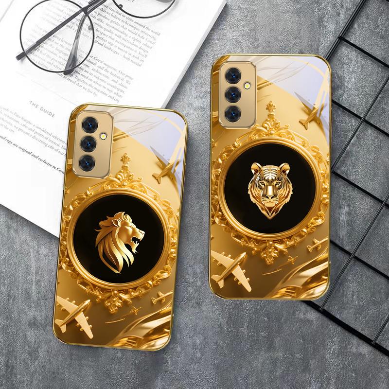 Gorgeous golden airplane For Samsung Galaxy S 21 S22 S23 Plus S24 Ultra S20 FE 25Ultra S21+ S9+ 22Plus Golden glass phone case