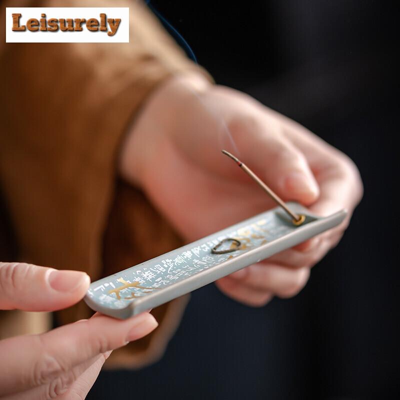 Chinese Style Guanzi Text Incense Holder Ancient Wire Incense Burner Ceramic Incense Vessel  Accessories Decorative Ornaments