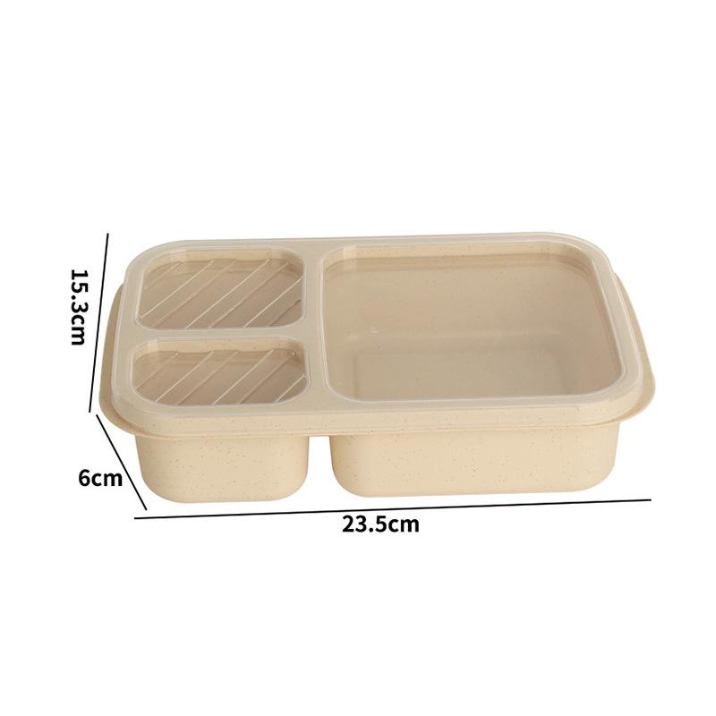 Portable Wheat Straw Bento Box: Insulated, Multi-Compartment, Japanese-Style, Microwave Safe for Office Workers & Students