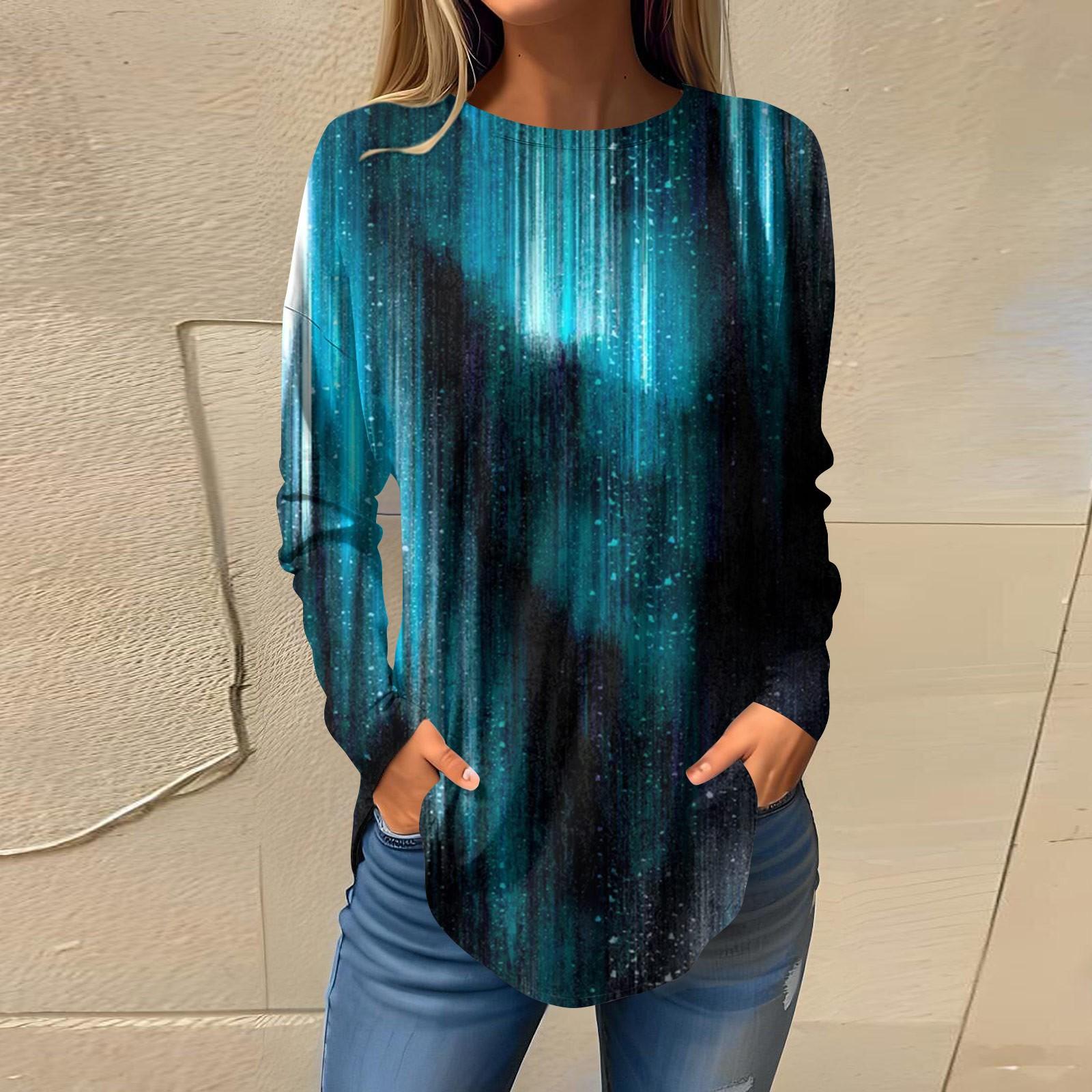 

Футболки для женщин, осенний повседневный модный топ с длинным рукавом, пуловер с принтом, топ L