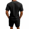 Men's Linen V-Neck Short Sleeve T-Shirt and Shorts Set - Solid Color Beach Casual Wear