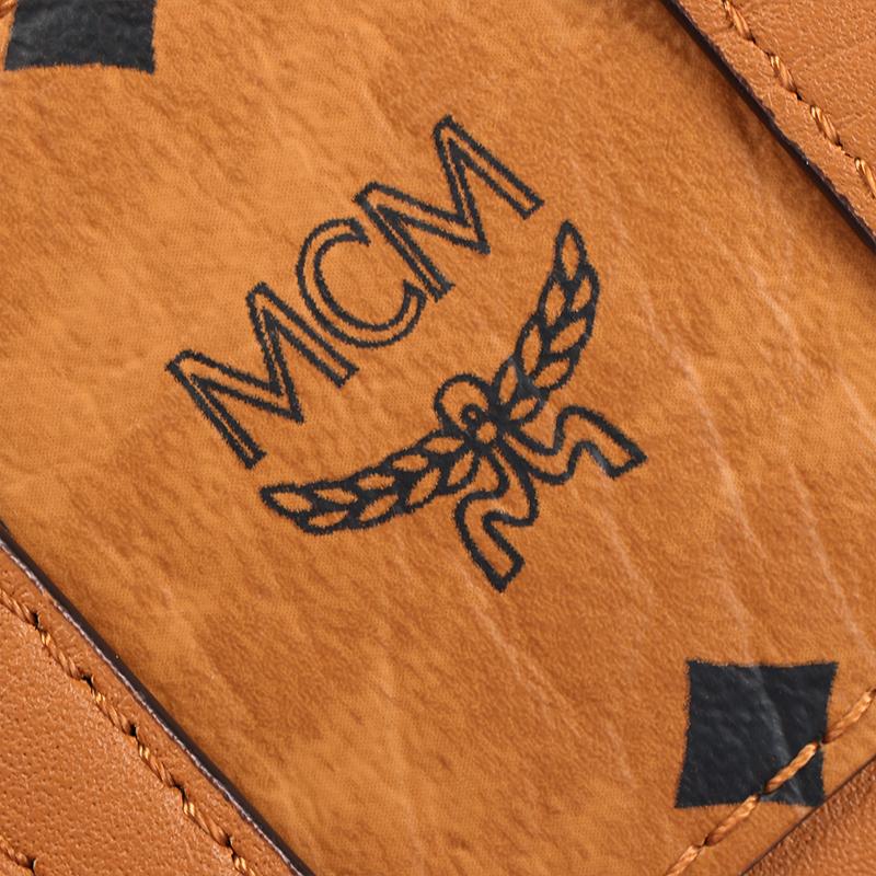 MCM Cognac Visetos Monogram Mini Crossbody Bag with Top Handle & Detachable Strap for Daily & Casual Use