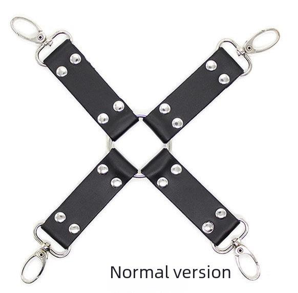 Ankle Leather Plush Bondage Set Cuffs Handcuffs Cross Back Mouth Gag