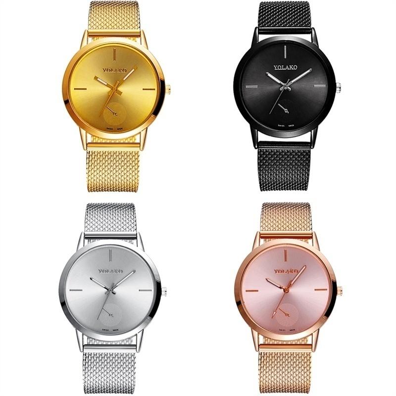 New Fashion Luxury Women Quartz Watch Rose Stainless Steel Mesh Belt Female Clocks Dress W