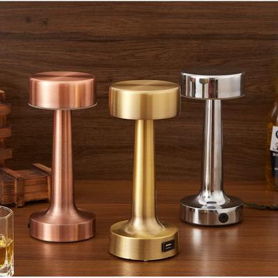 Touch Small Night Lamp Rechargeable Metal Luminous Mushroom Bedside Table Lamp Coffee Restaurant Bar Desktop Ambience