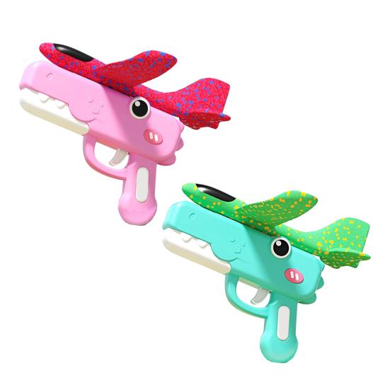 Handheld Foam Airplane Launcher with Dinosaur Design Outdoor Flying Toy for Kids 8-15m Range Lightweight Fun Gift for Boys Girls