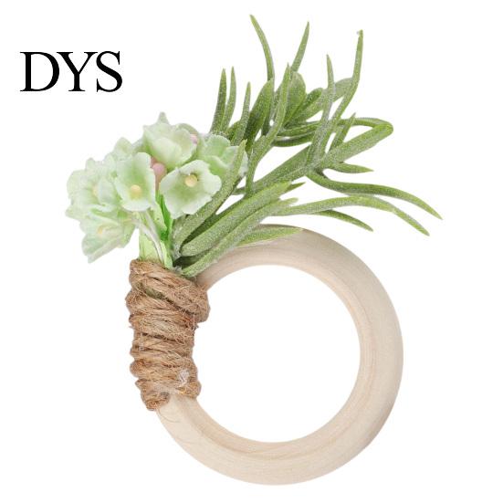 Artificial Flower Napkin Rings Rosemary Ring, Farmhouse Wooden Ring Holder, Rustic Faux Decorative Holders for Weddings Wedding Bridal Shower