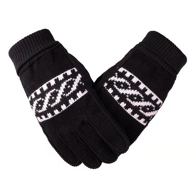 

Мужские перчатки для сенсорных экранов из свиной кожи — теплые, ветрозащитные, нескользящие для езды на мотоцикле осенью и зимой. Snowflake, One Size чёрный