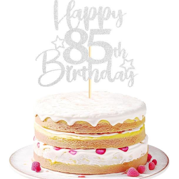 Sotpot 1 Pack 18th Birthday Cake Topper Double-sided Silver Glitter Cake Topper with Star Pattern Cake Decoration for Happy 18th Birthday Party Cake