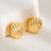 2026 New Vintage Metal Shell Stud Earrings for Women Fashion Creative Gold Color Geometric Scalloped Earrings Jewelry Wholesale