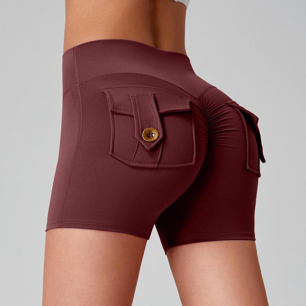 Pantaloncini da Yoga da Donna Asciugatura Rapida Peach Butt con Tasche Cargo