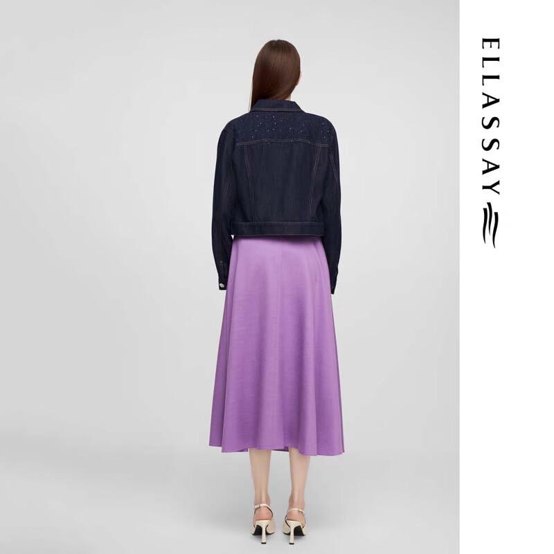 ELLASSAY Women's Floral Embroidered Denim Jacket