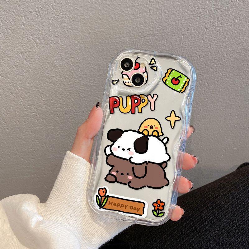 Cute Puppy for Apple 17/16/15 Promax Mobile Phone Case iPhone14 Couple 13 Fine Hole 12