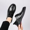 Fashion Dress Leather Shoes Men Lace Up Fashion Formal Genuine Brogue Round Toe Outdoor Black Wedding Party Business Man Shoes Men